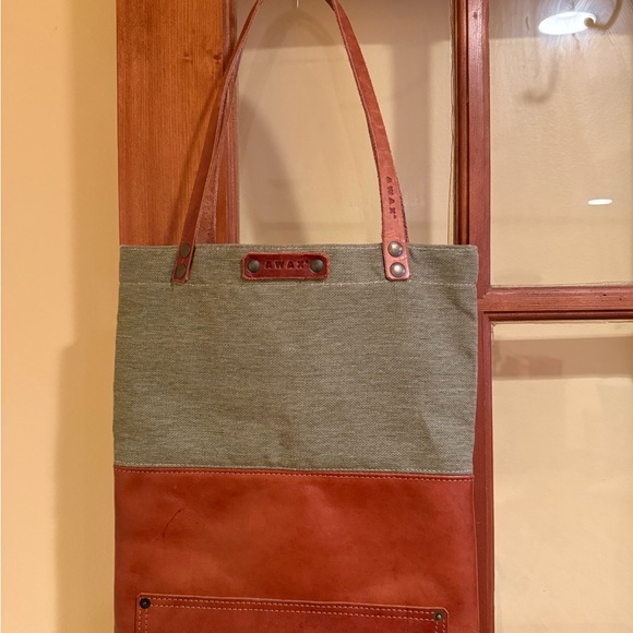 Handbags - Awax Green and Brown Women's Tote Bag